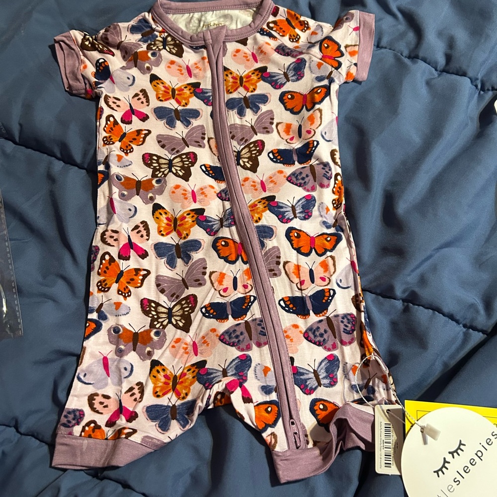 Little Sleepies Purple and Orange Butterfly Romper
